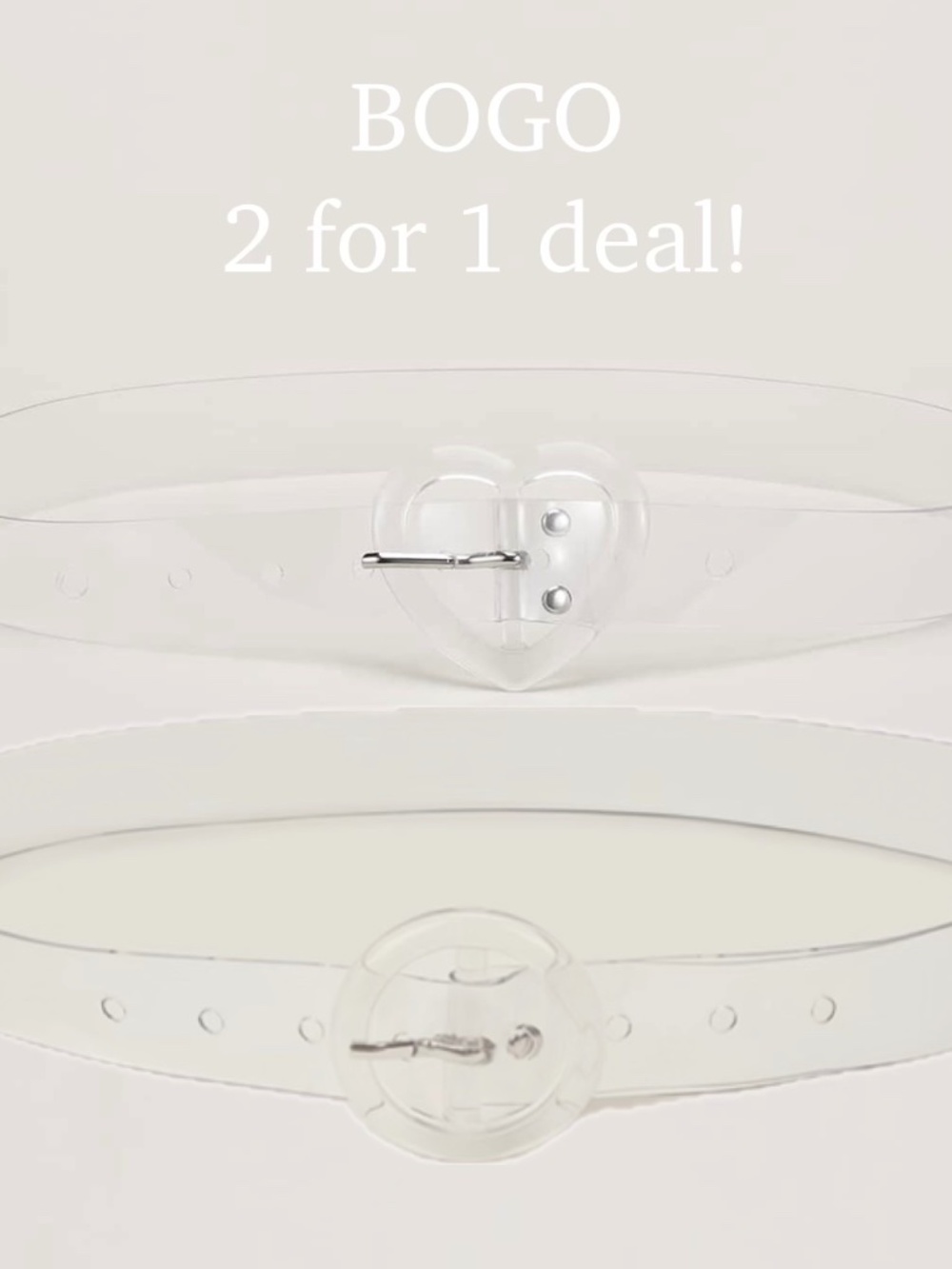 Bogo bundle lot deal! Acrylic clear heart shaped round circle belt Y2K decora